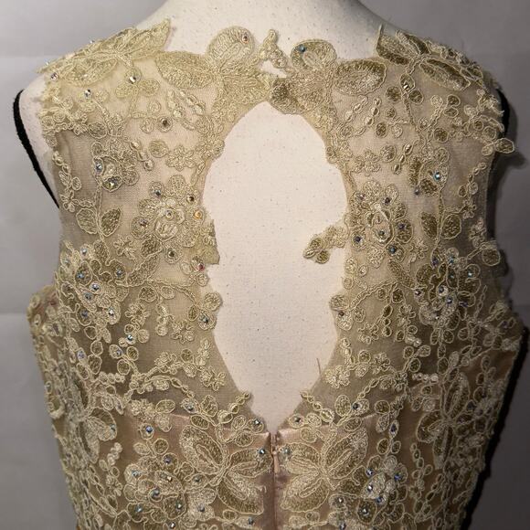 ELIZABETH by GLS Champagne Party Prom Sequin Beaded Dress women’s size XL - Picture 6 of 9
